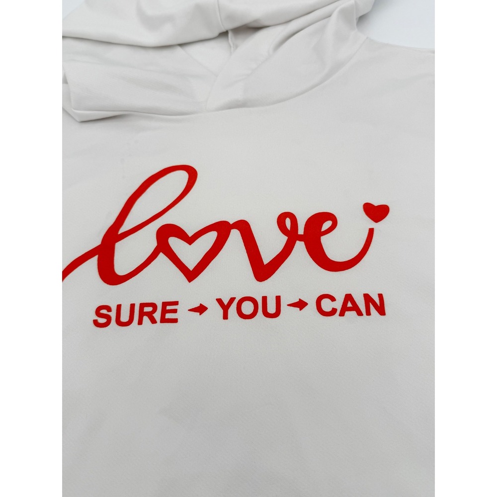 SHEIN Kids White Love Sure You Can Graphic Hoodie Size 10Y - Picture 3 of 6